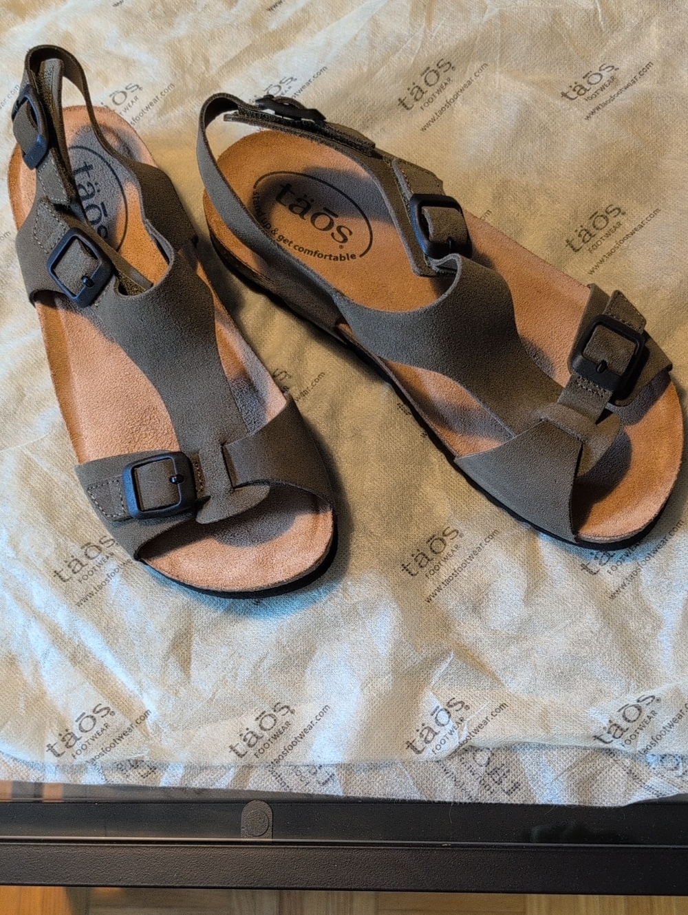 Taos Footwear Olive Green Adjustable Buckle Slingback Sandals